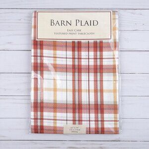 Fabric Tablecloth 52x70 in Fall Barn Plaid Easy Care